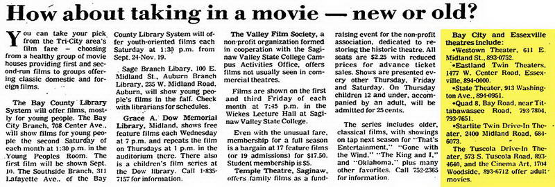 Eastland Twin Theatres - Aug 28 1983 Article